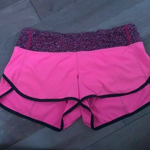 Pink lululemon speed up shorts
